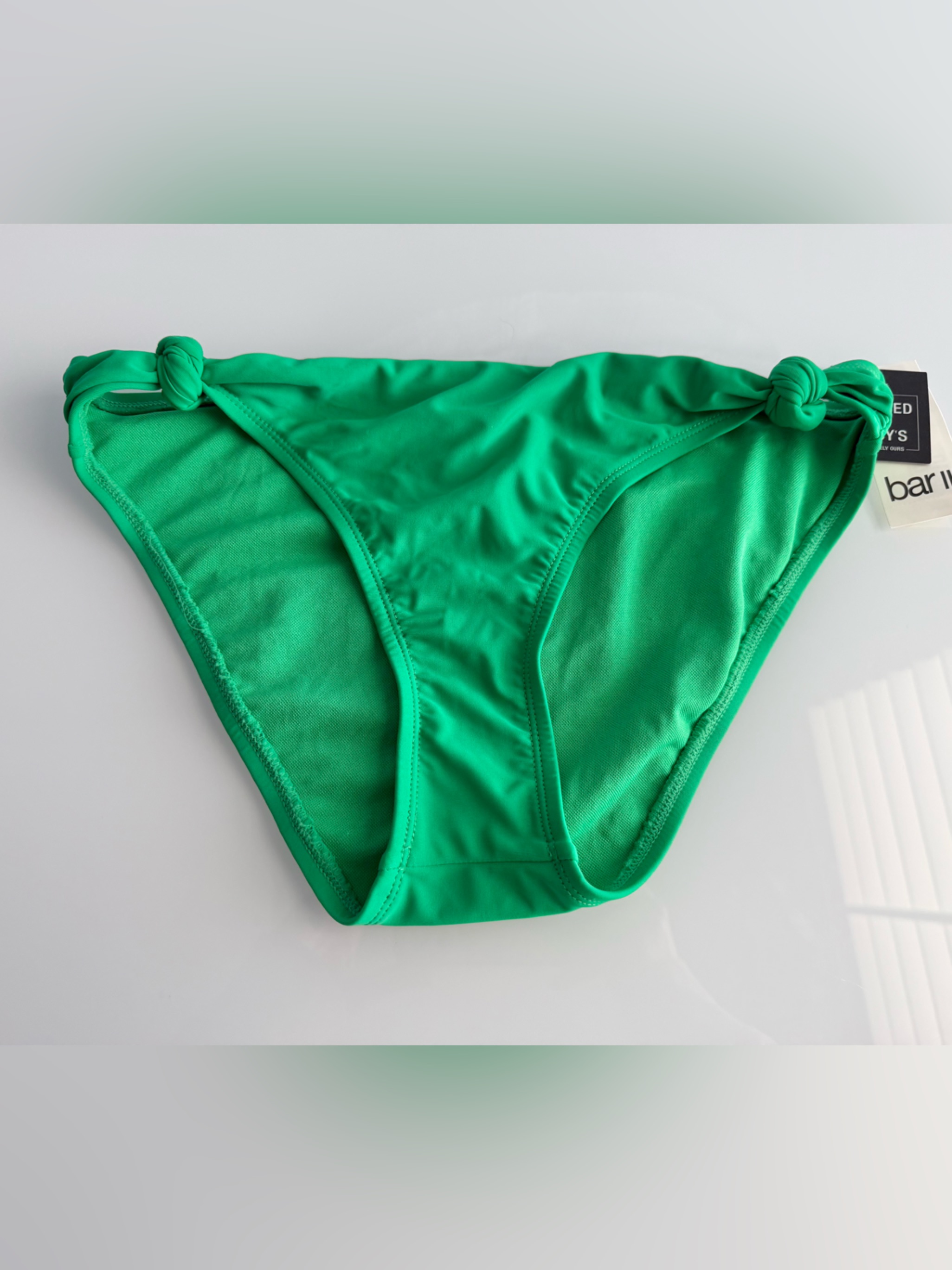 Bar Iii Women's Green Rush Side-Knot Hipster Bikini Bottoms Size Small